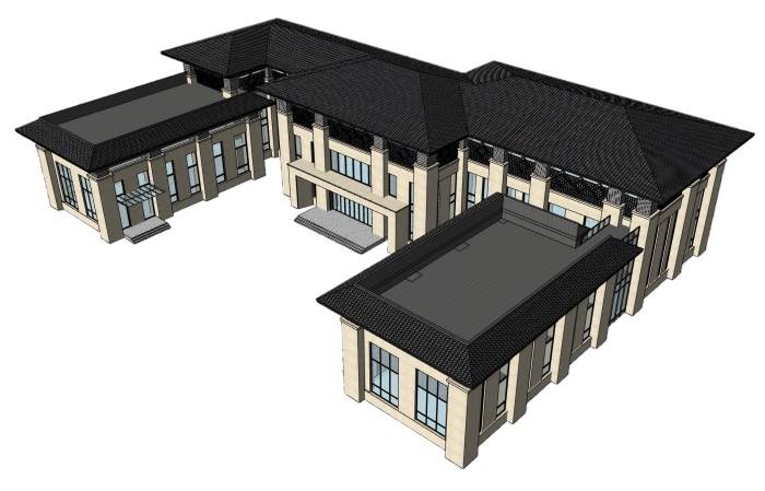 欧式售楼处售楼中心建筑SU模型 SU模型免费下载_sketchup模型