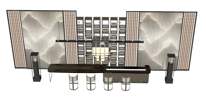 新中式前台柜接待台柜子SU模型 SU模型免费下载_sketchup模型