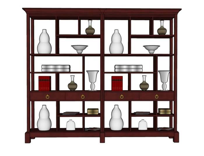 中式博古架柜子SU模型 SU模型免费下载_sketchup模型
