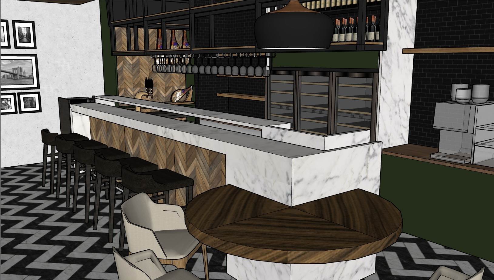 咖啡厅室内外商业SU模型 SU模型免费下载_sketchup模型
