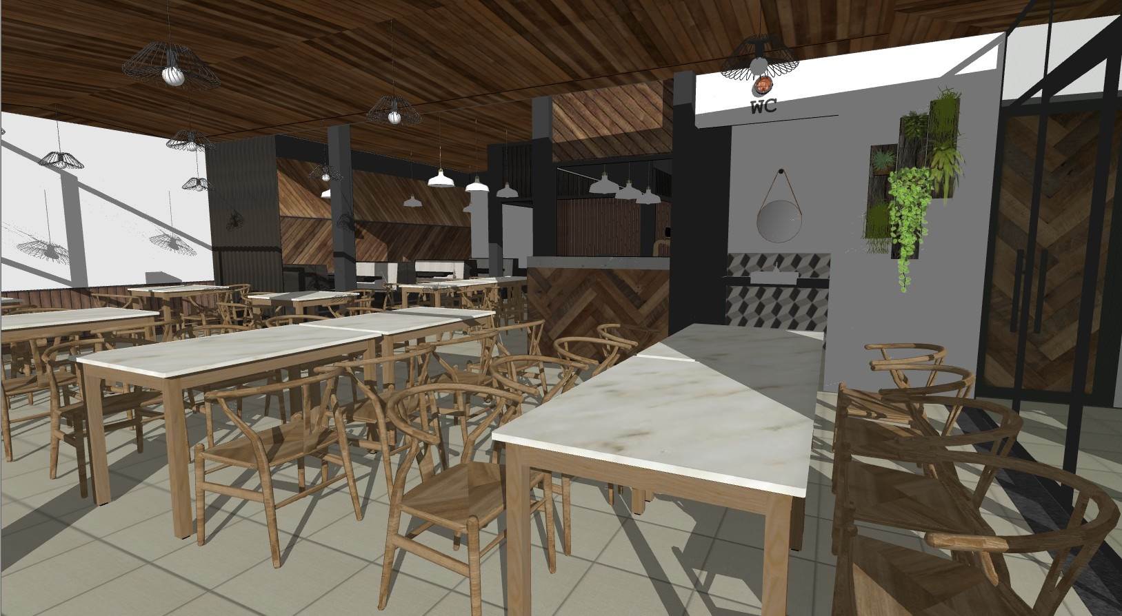 咖啡厅餐饮店空间商业SU模型 SU模型免费下载_sketchup模型