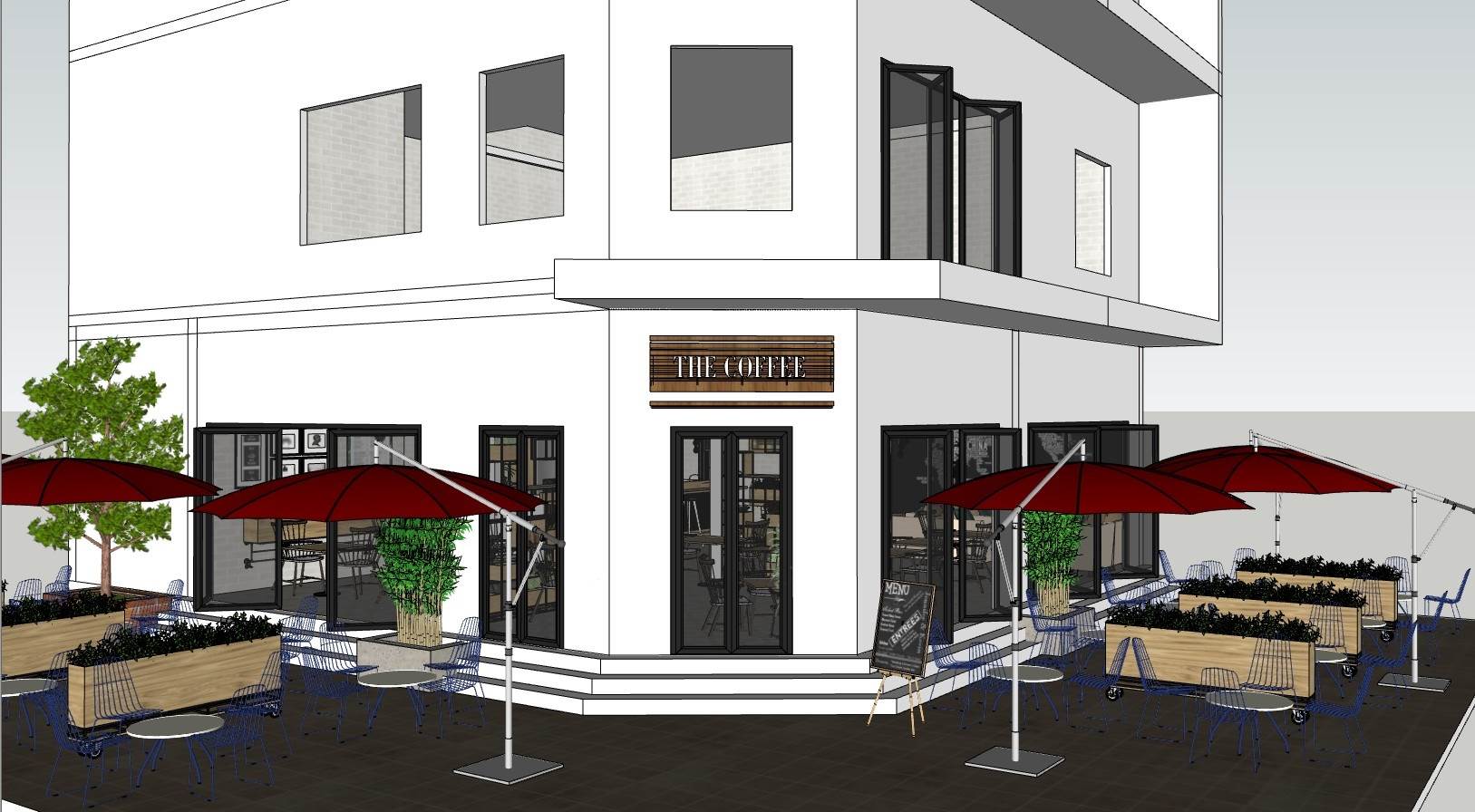 转角咖啡屋咖啡厅商业SU模型 SU模型免费下载_sketchup模型