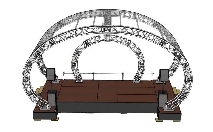 拱形桁架舞台商业SU模型 SU模型免费下载_sketchup模型