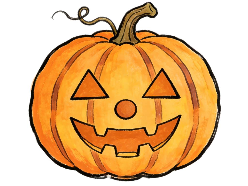 简笔画:卡通万圣节南瓜 简笔画JPG格式图片素材