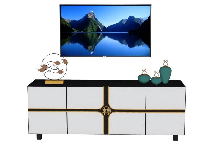 新中式电视柜电视机柜子SU模型 SU模型免费下载_sketchup模型