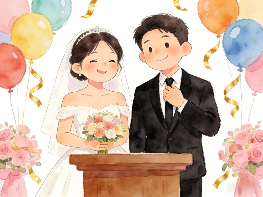 水彩画:笑点低的人连结婚都会笑场 水彩画高清JPG图片素材