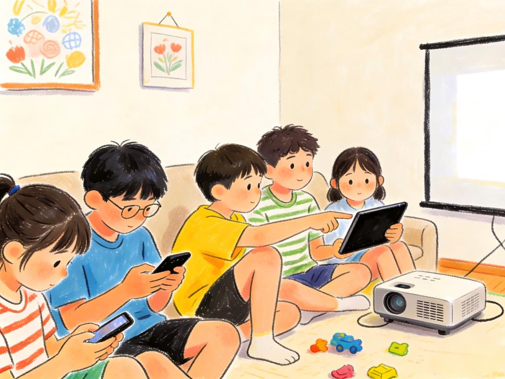 水彩画:年轻人开始抛弃投影仪 水彩画高清JPG图片素材