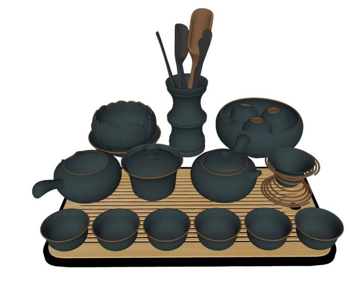 一套的茶具茶壶茶杯装饰SU模型 SU模型免费下载_sketchup模型