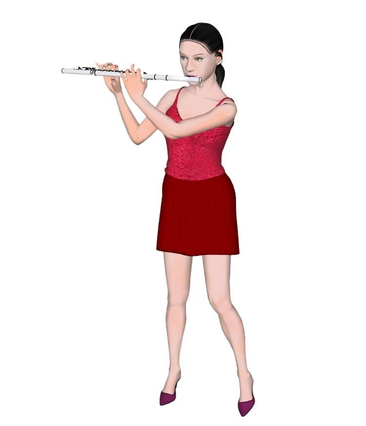吹笛子女子人物SU模型 SU模型免费下载_sketchup模型