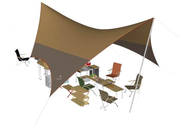 张拉膜天幕露营桌椅桌子SU模型 SU模型免费下载_sketchup模型