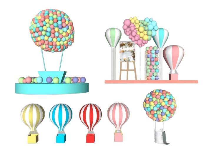 热气球网红美陈装饰SU模型 SU模型免费下载_sketchup模型