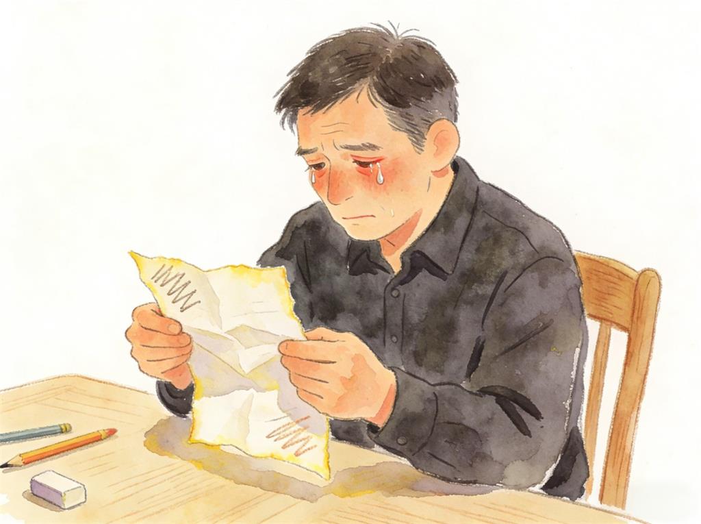 水彩画:小学生写的信把爸爸看哭了 水彩画高清JPG图片素材