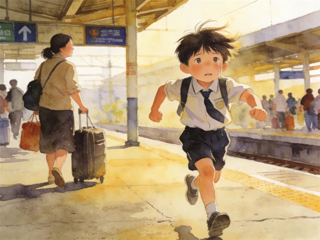 水彩画:“感动的妈,命苦的他!” 水彩画高清JPG图片素材