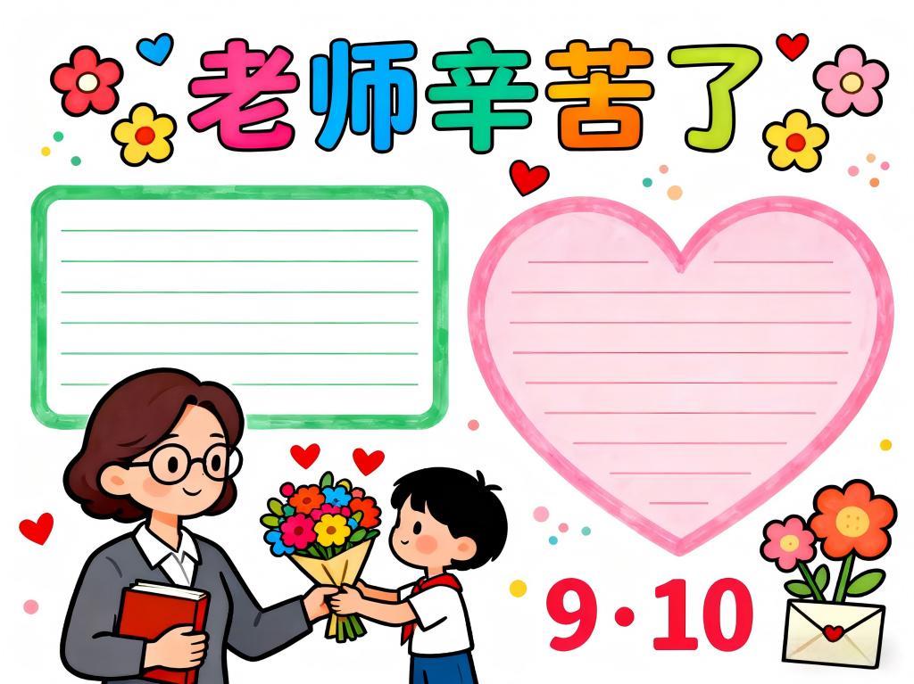 手抄报:教师节日 老式辛苦了 小报 手抄报版式设计JPG模板