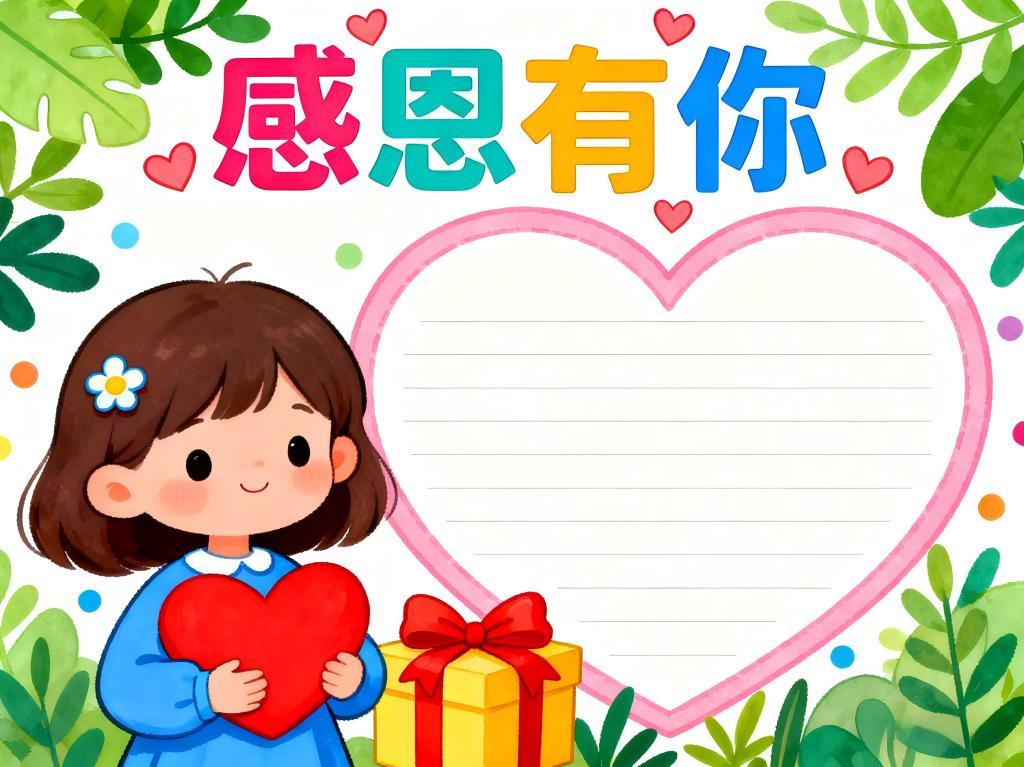 手抄报:二年级 感恩有你 小报 手抄报版式设计JPG模板