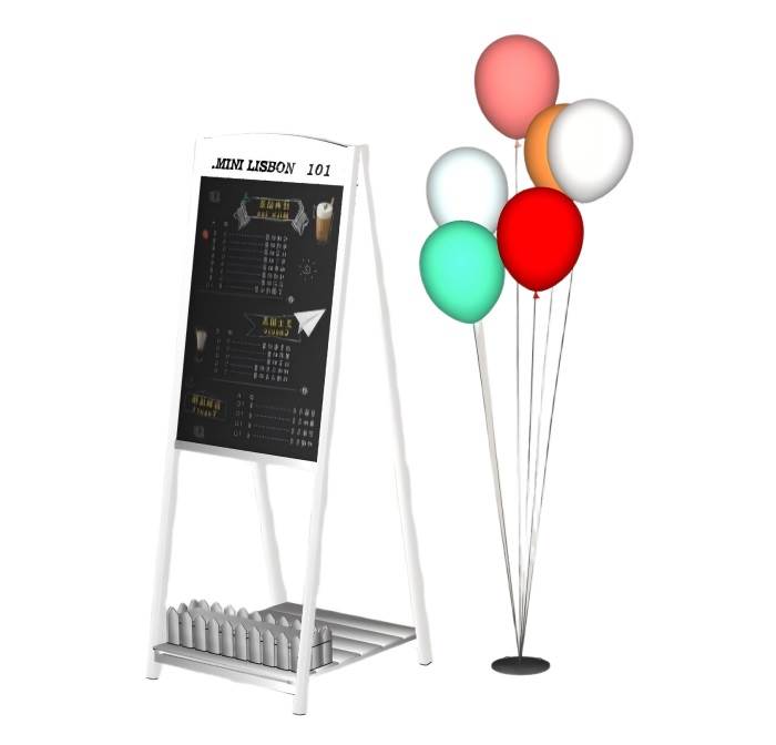 咖啡店广告牌立式菜单板和气球装饰SU模型 SU模型免费下载_sketchup模型
