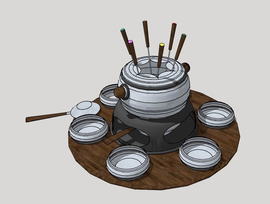 巧克力火锅厨房SU模型 SU模型免费下载_sketchup模型