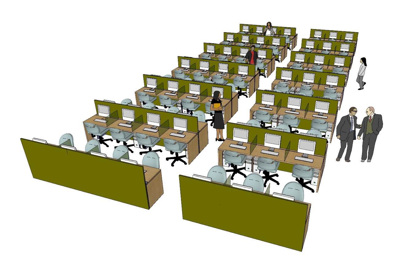 公司办公桌工位员工桌办公SU模型 SU模型免费下载_sketchup模型