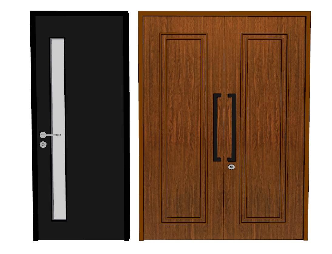 室内单开门和双开门门窗SU模型 SU模型免费下载_sketchup模型