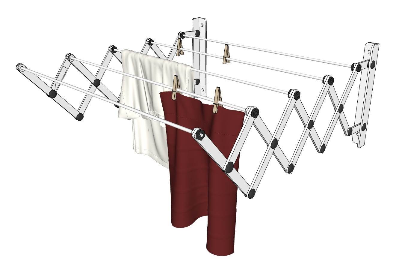 壁挂式伸缩晾衣架 SU模型免费下载_sketchup模型