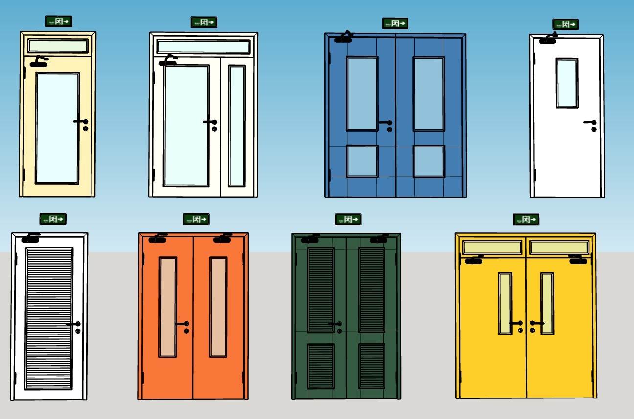 消防疏散门安全指示牌逃生门门窗SU模型 SU模型免费下载_sketchup模型