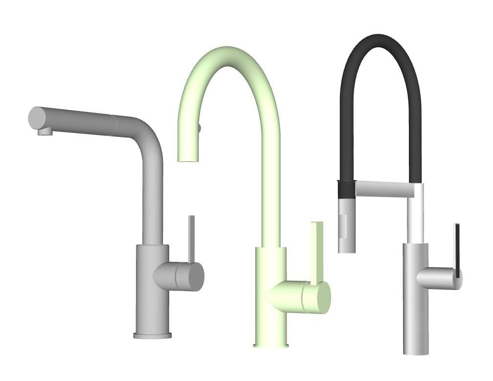 现代冷热水龙头厨房SU模型 SU模型免费下载_sketchup模型