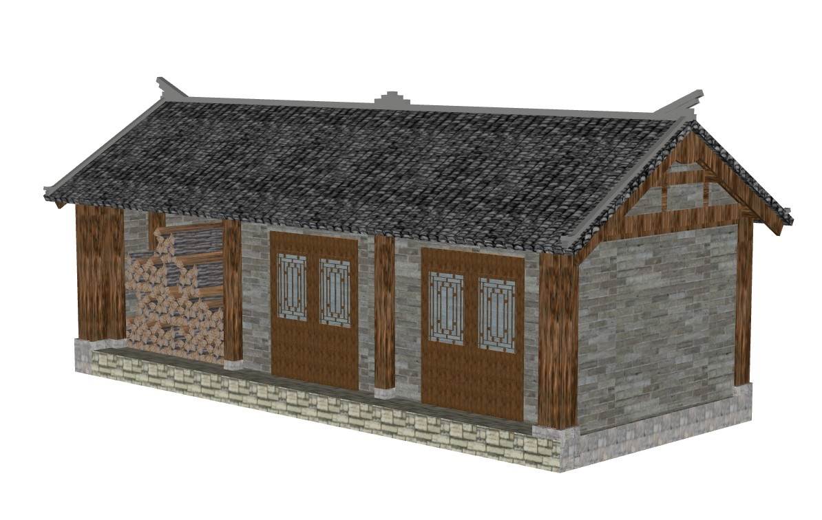 中式民居柴火房建筑SU模型 SU模型免费下载_sketchup模型