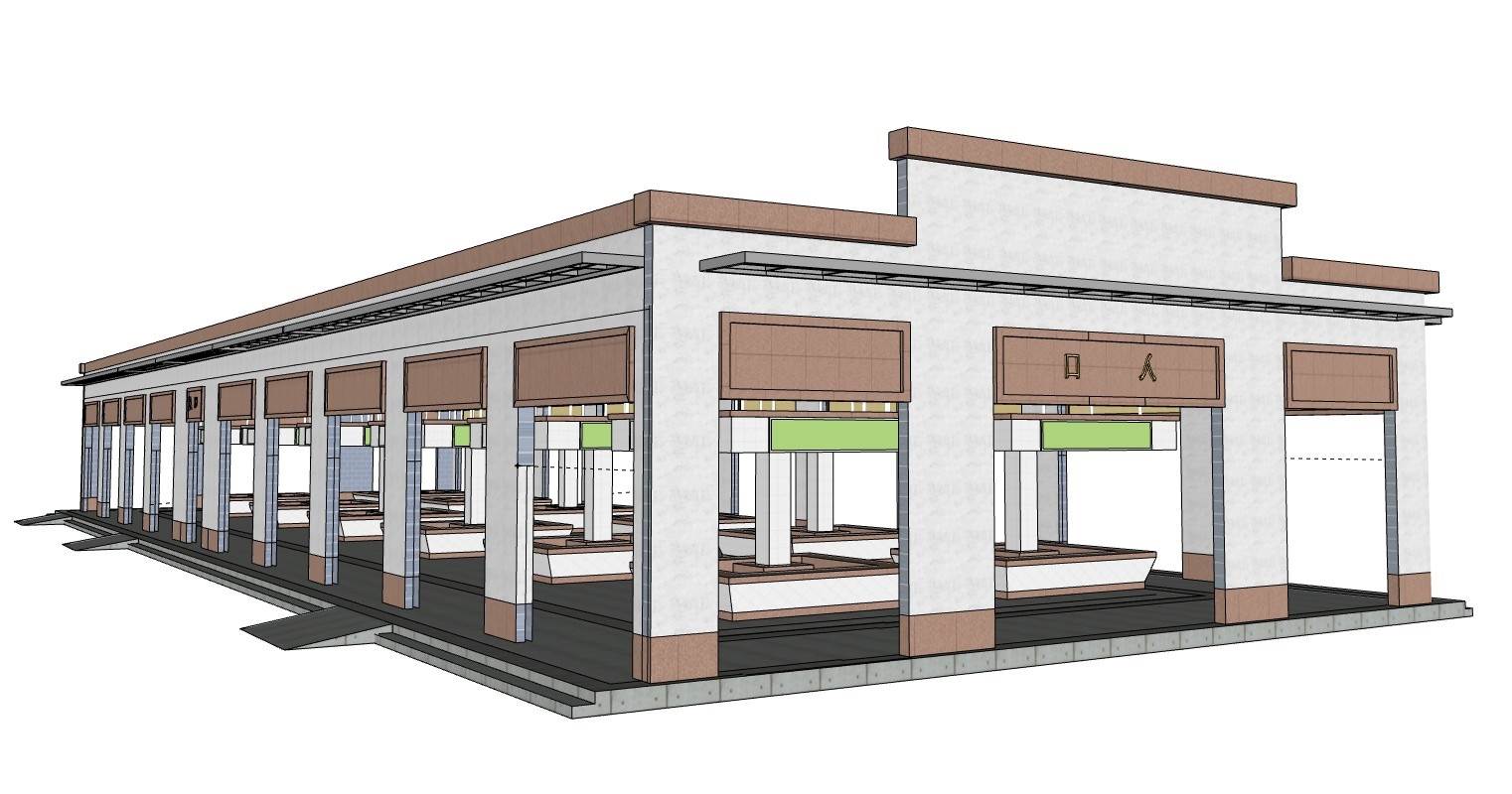 农贸市场菜市集市建筑SU模型 SU模型免费下载_sketchup模型