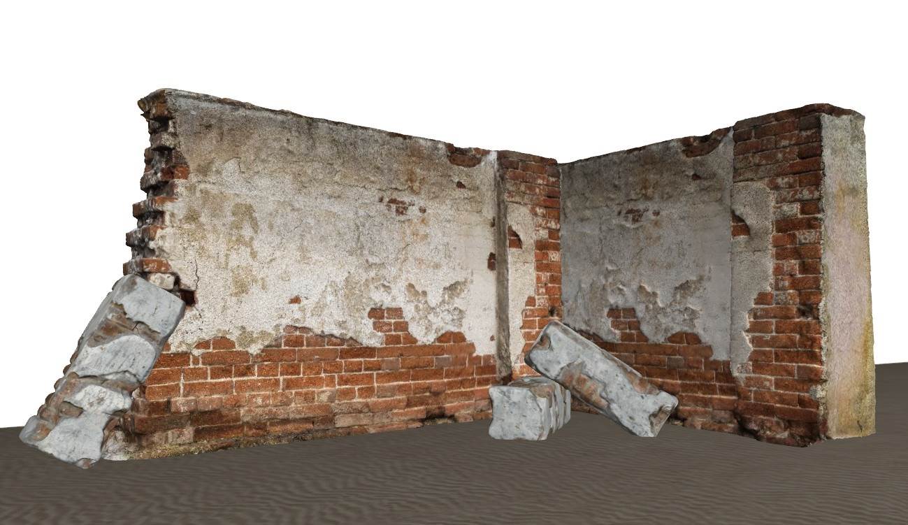 倒塌墙红砖墙建筑SU模型 SU模型免费下载_sketchup模型