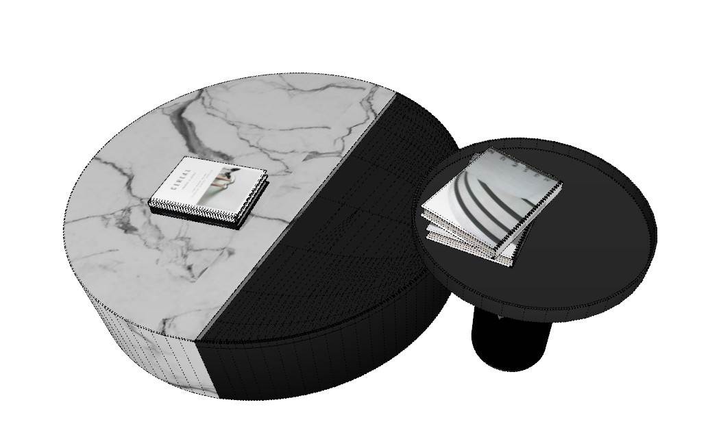 现代轻奢风的大小圆茶几组合桌子SU模型 SU模型免费下载_sketchup模型