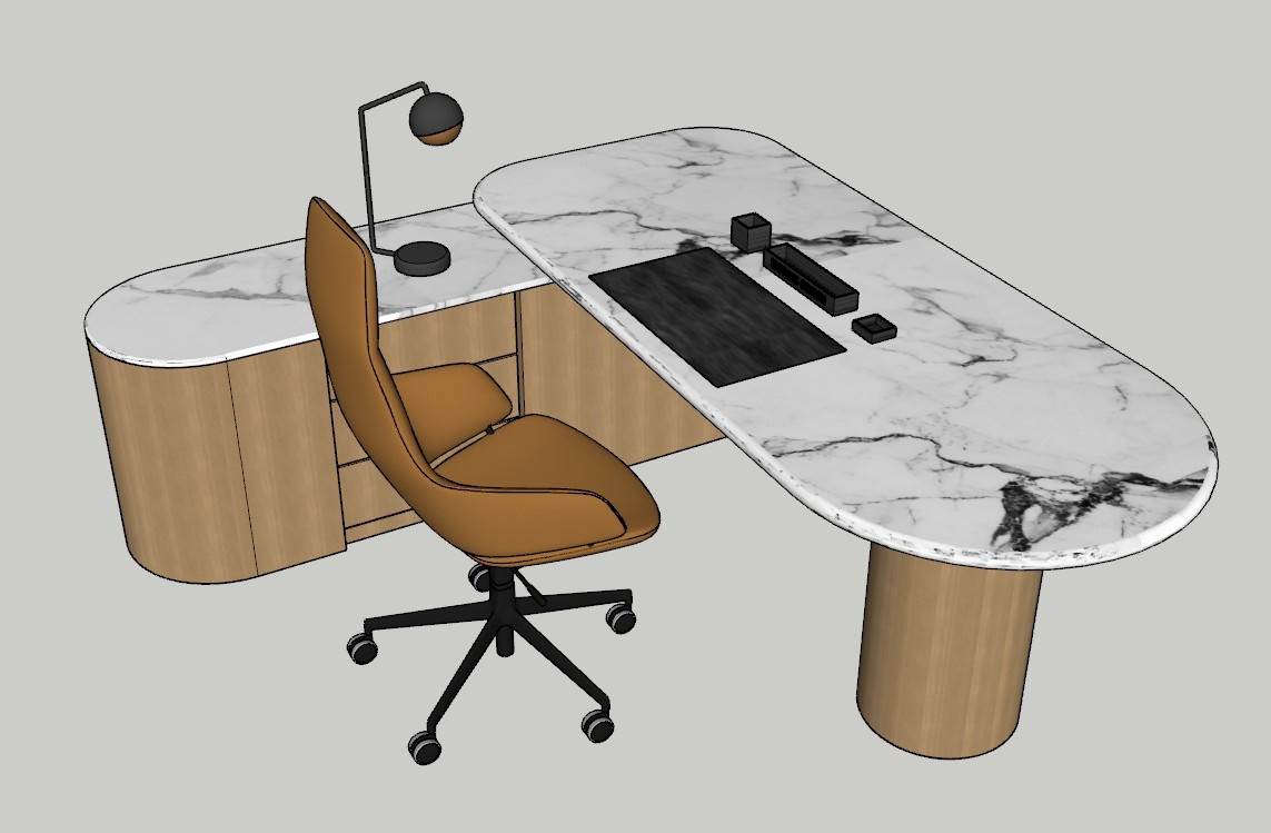 L型办公桌椅组合办公SU模型 SU模型免费下载_sketchup模型