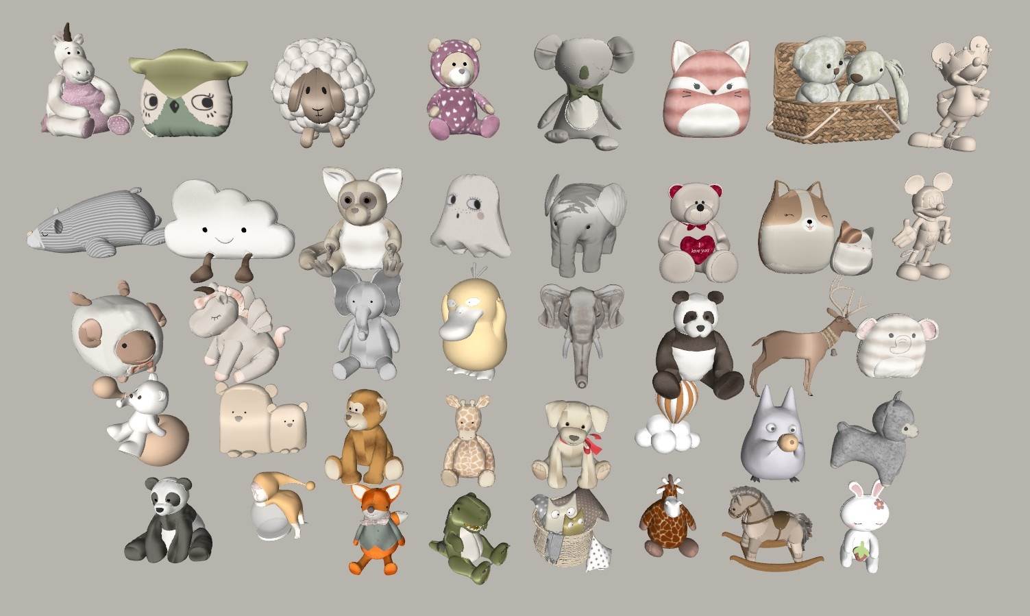 儿童动物玩具集合动物SU模型 SU模型免费下载_sketchup模型