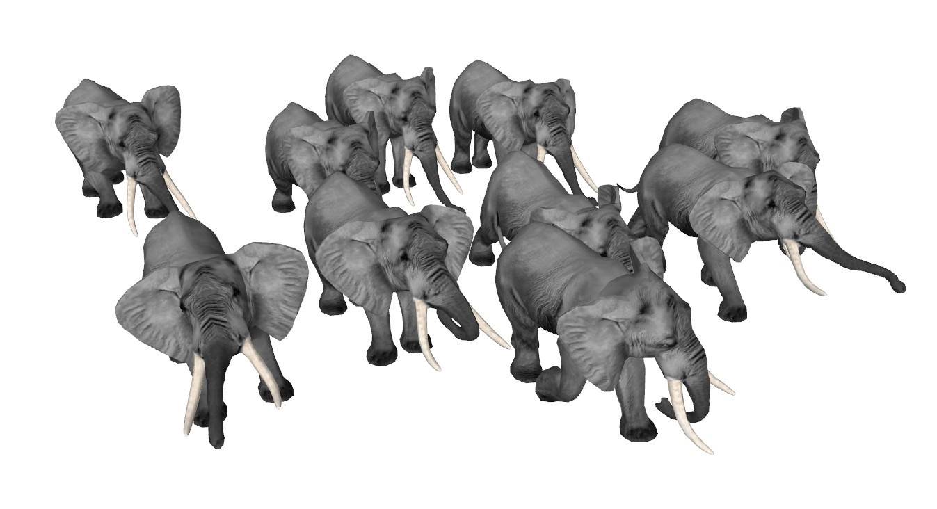 非洲大象大迁徙动物SU模型 SU模型免费下载_sketchup模型