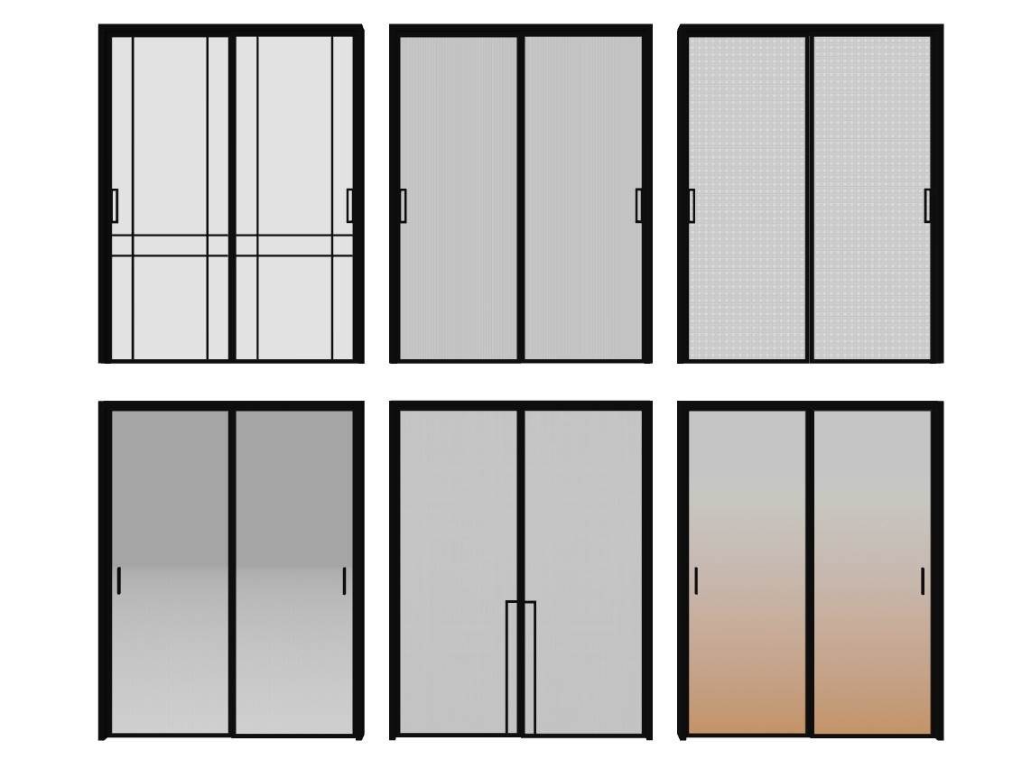 极窄边框双扇推拉门长虹玻璃门装饰SU模型 SU模型免费下载_sketchup模型