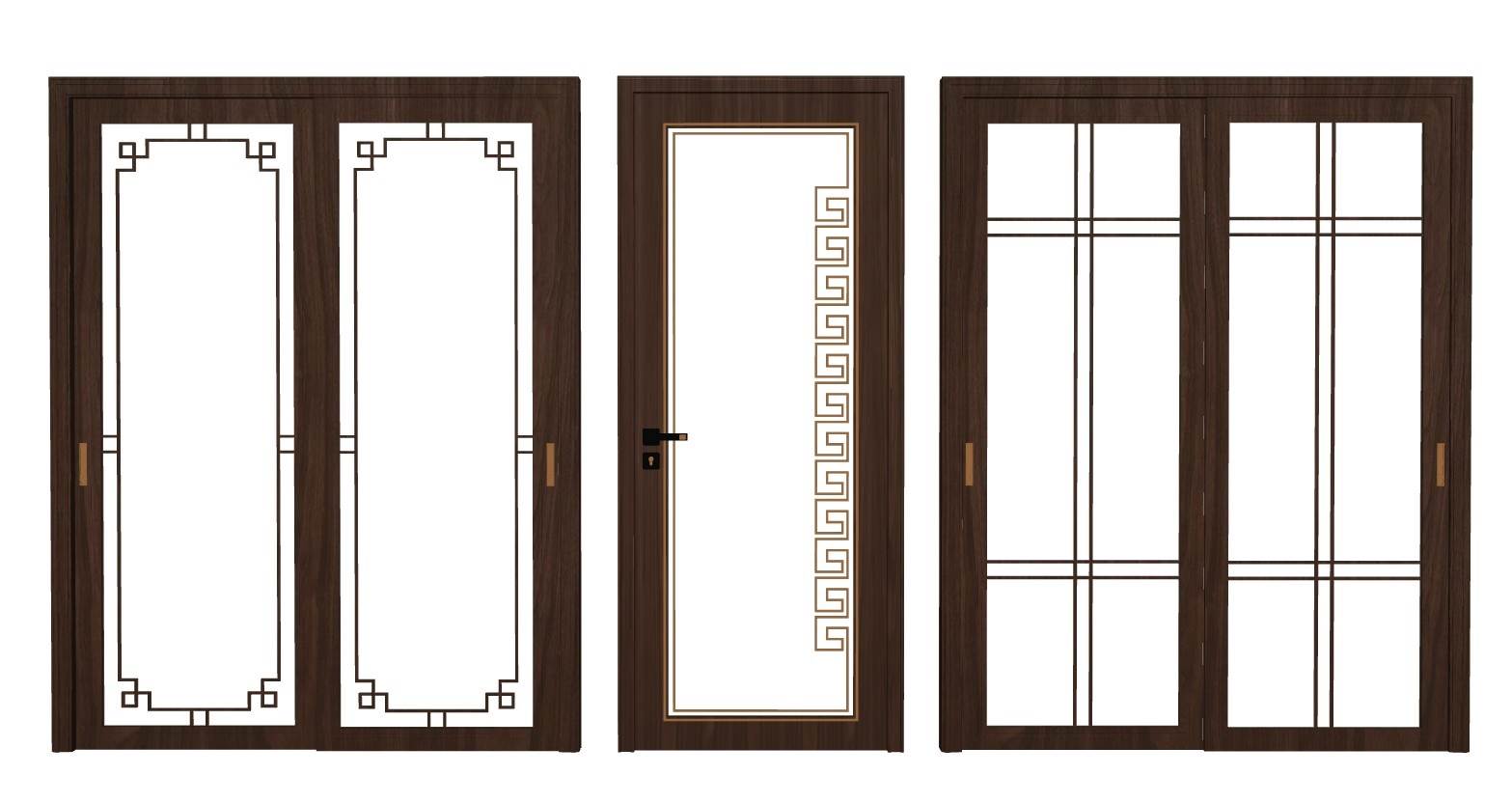 新中式风格的室内门玻璃门移门门窗SU模型 SU模型免费下载_sketchup模型