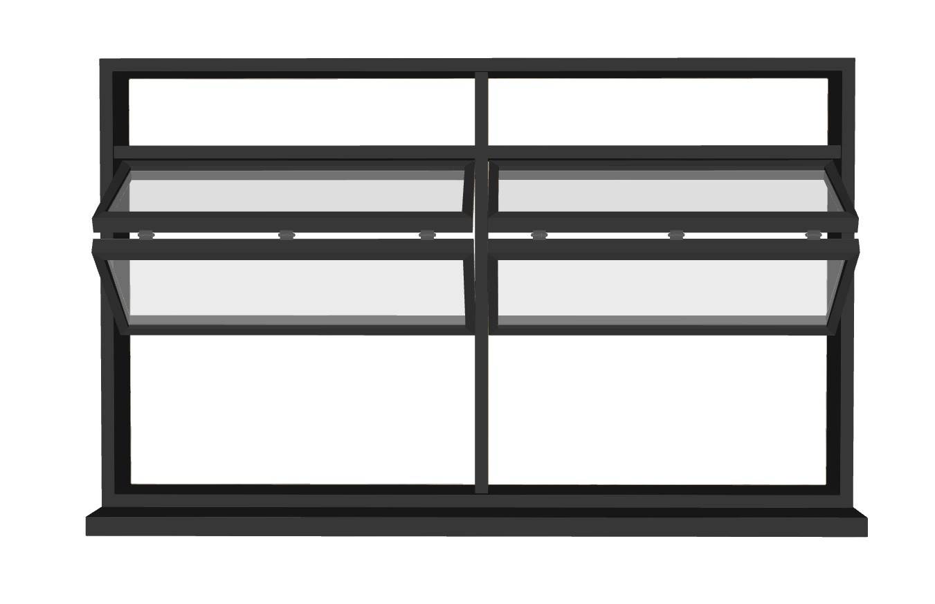 现代工业风的多格上悬窗（也叫中悬窗）门窗SU模型 SU模型免费下载_sketchup模型