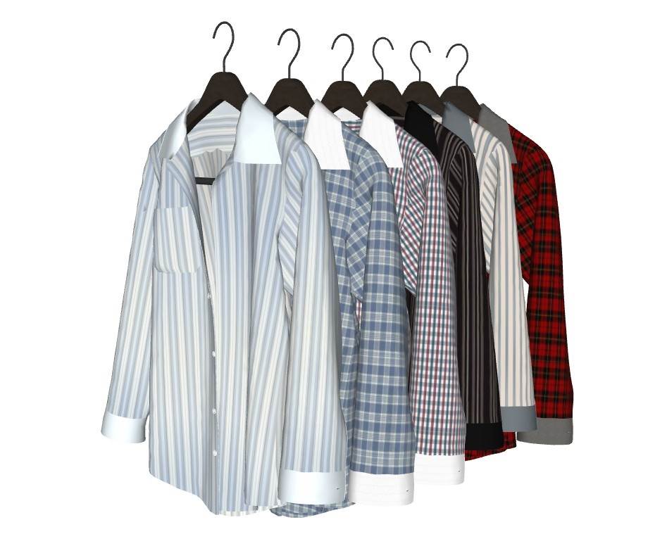 多款式衬衫男装服饰SU模型 SU模型免费下载_sketchup模型