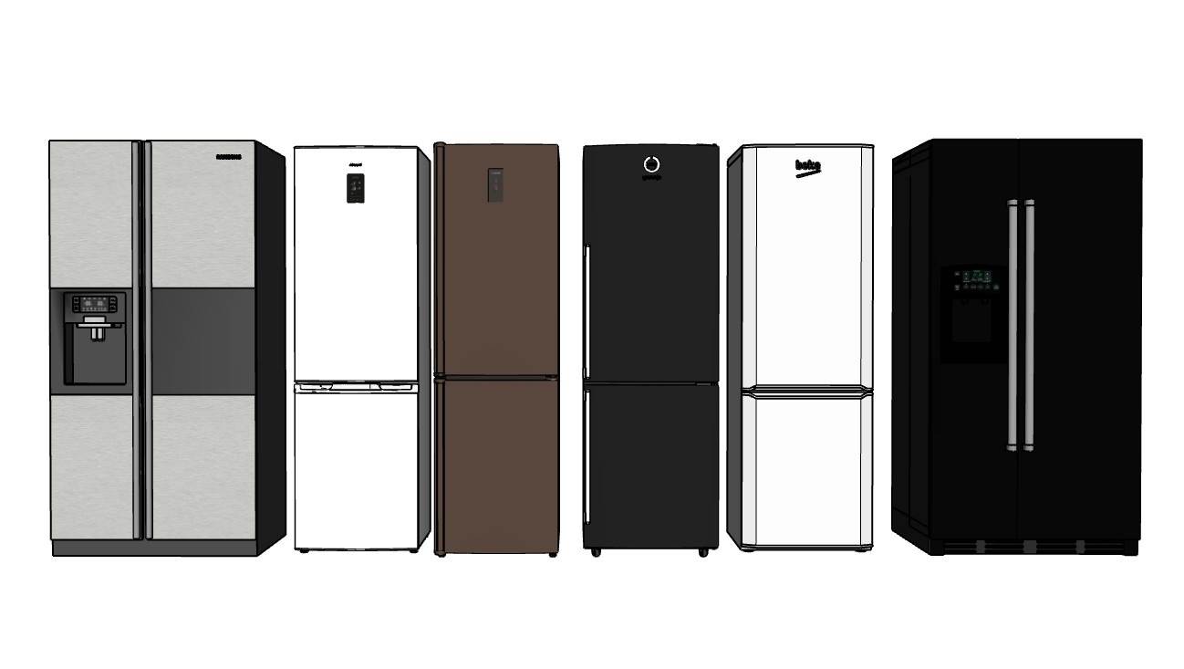 双开门冰箱和单开门冰箱家电SU模型 SU模型免费下载_sketchup模型