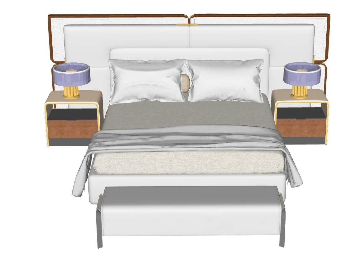 轻奢软装床铺床铺SU模型 SU模型免费下载_sketchup模型