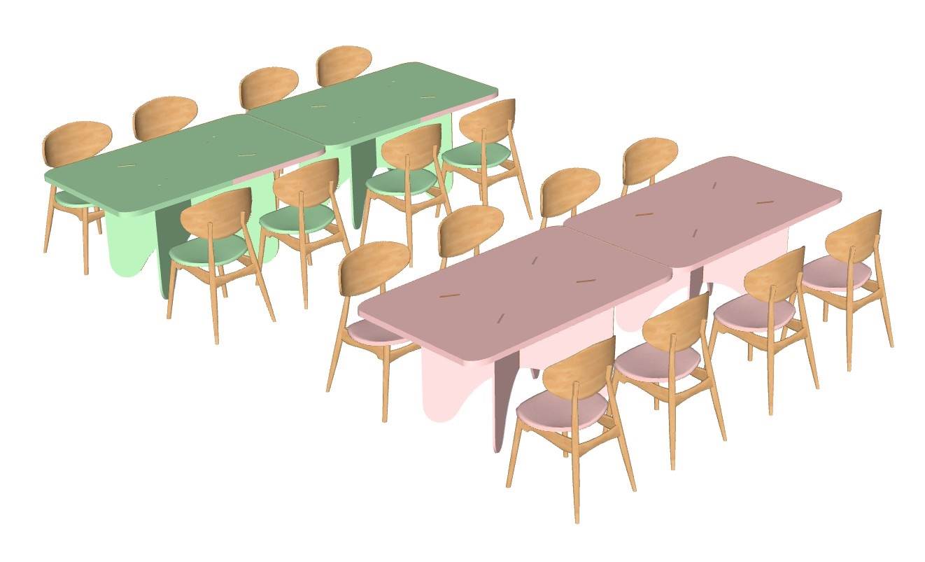 幼儿园桌椅儿童课桌椅SU模型 SU模型免费下载_sketchup模型