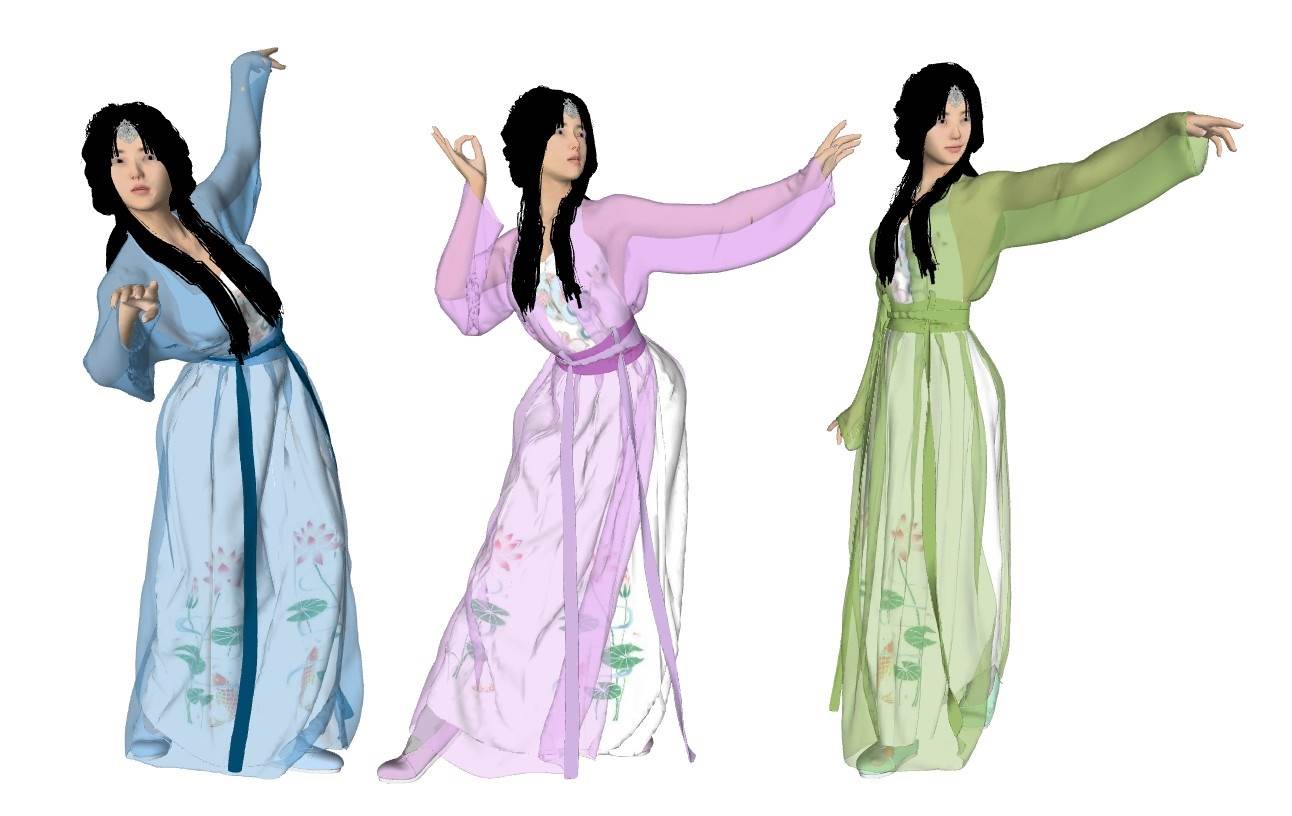 中式古典舞蹈女子汉服人物SU模型 SU模型免费下载_sketchup模型