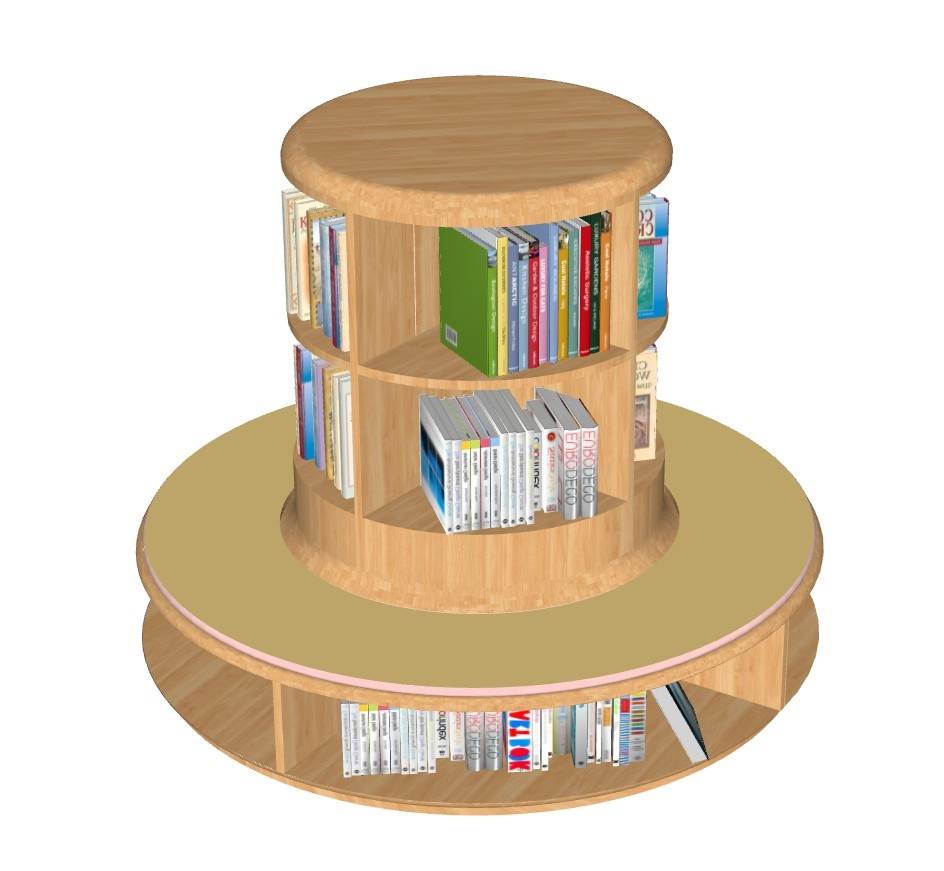 儿童绘本架旋转圆形书架柜子SU模型 SU模型免费下载_sketchup模型