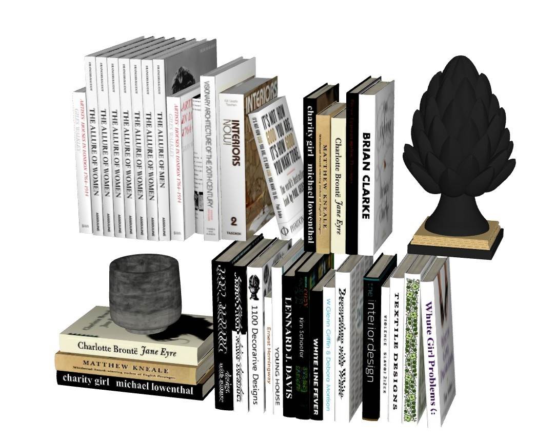 北欧风格软装书籍摆件松果装饰SU模型 SU模型免费下载_sketchup模型