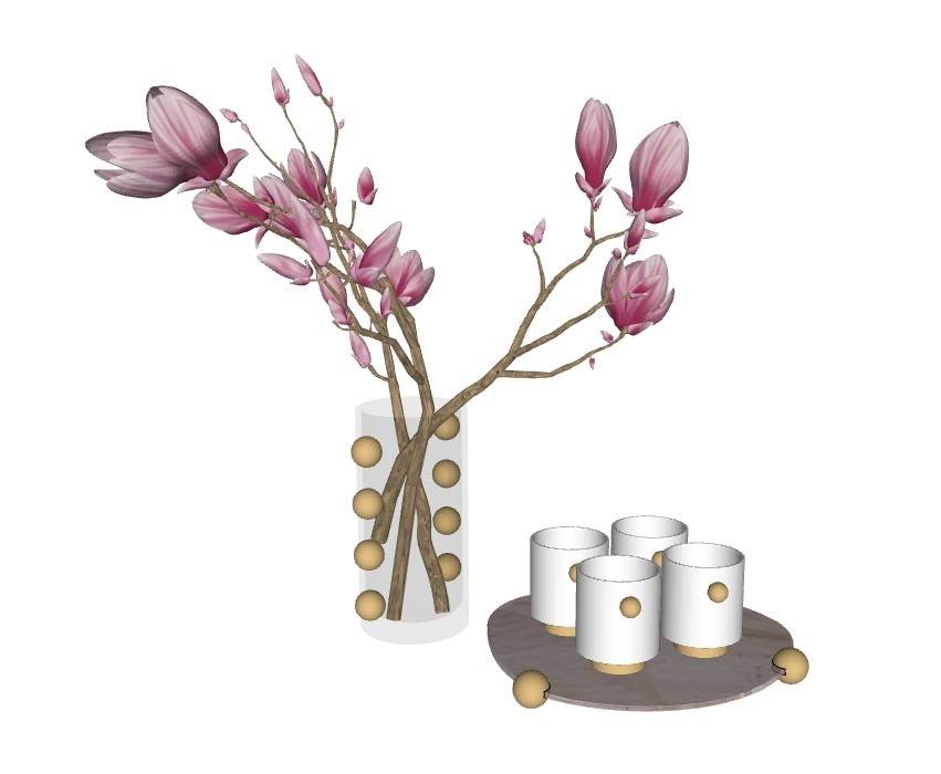 现代简约风格的装饰花瓶装饰SU模型 SU模型免费下载_sketchup模型