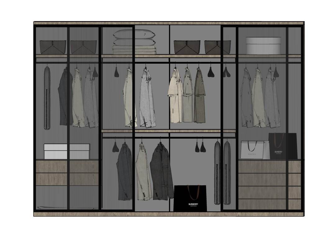 开放式衣柜柜子SU模型 SU模型免费下载_sketchup模型