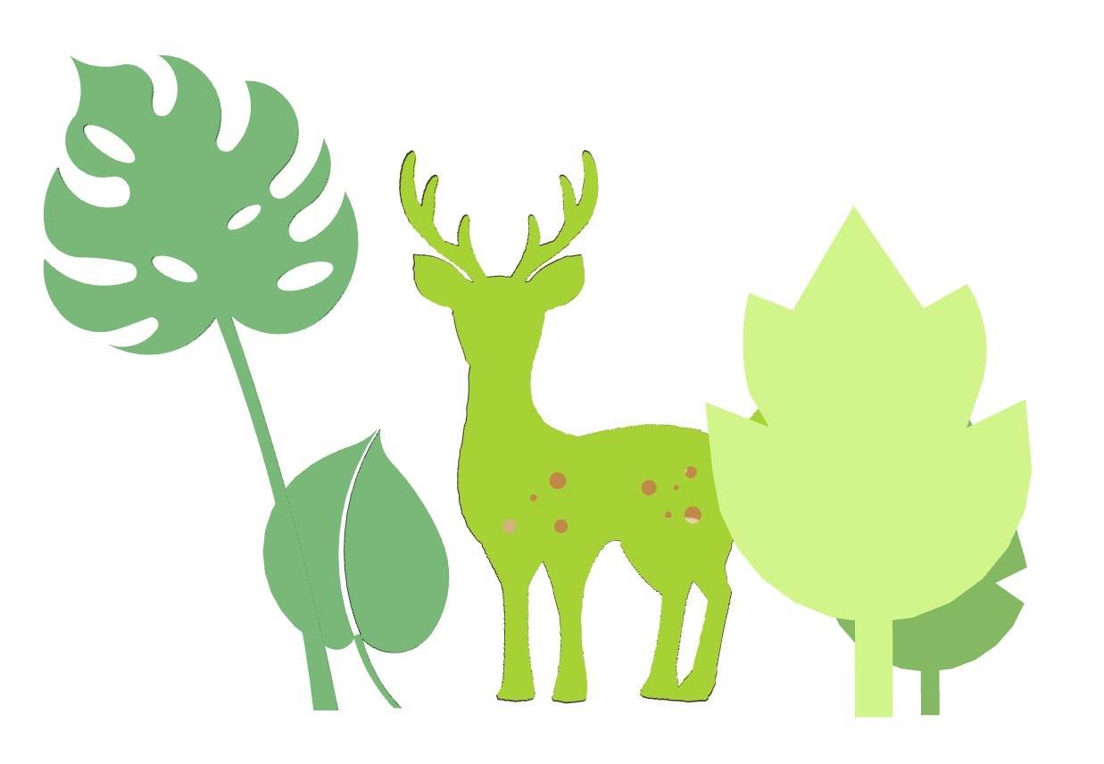 儿童卡通绿植装饰小鹿剪影装饰SU模型 SU模型免费下载_sketchup模型