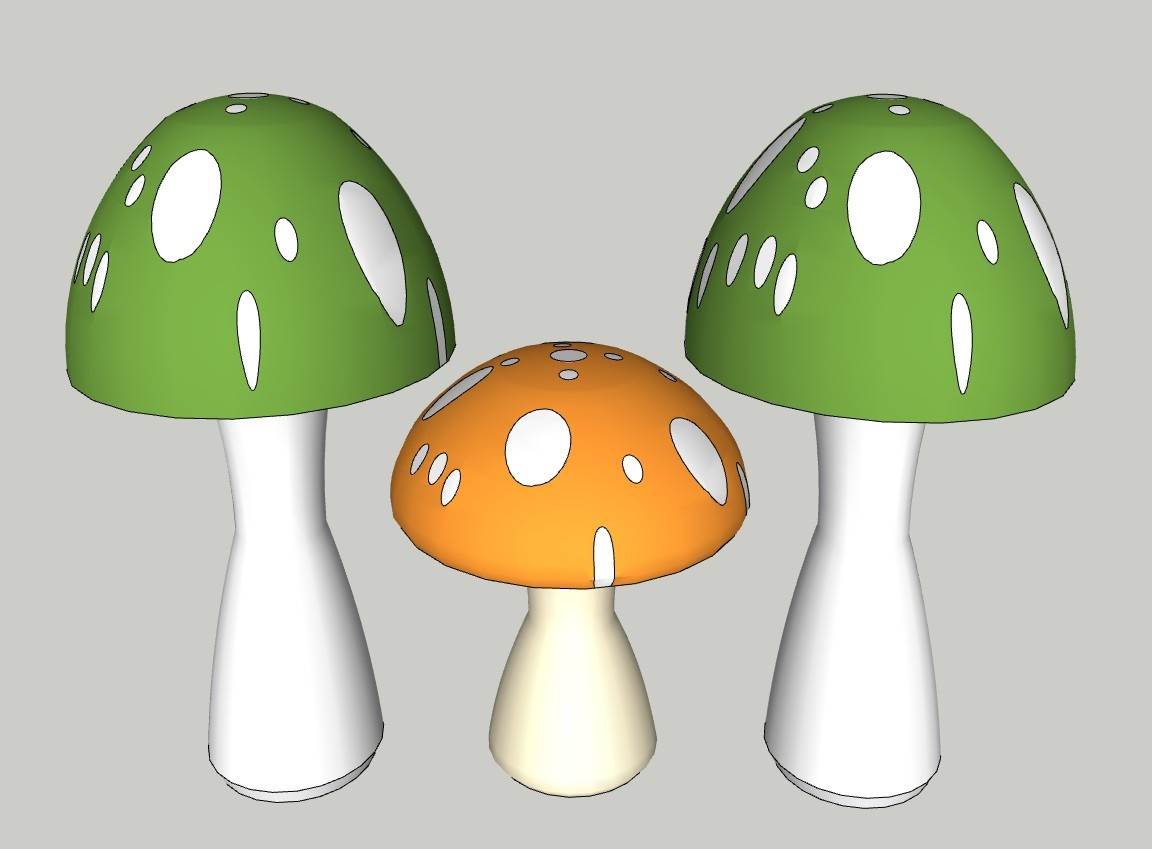 卡通蘑菇装饰SU模型 SU模型免费下载_sketchup模型