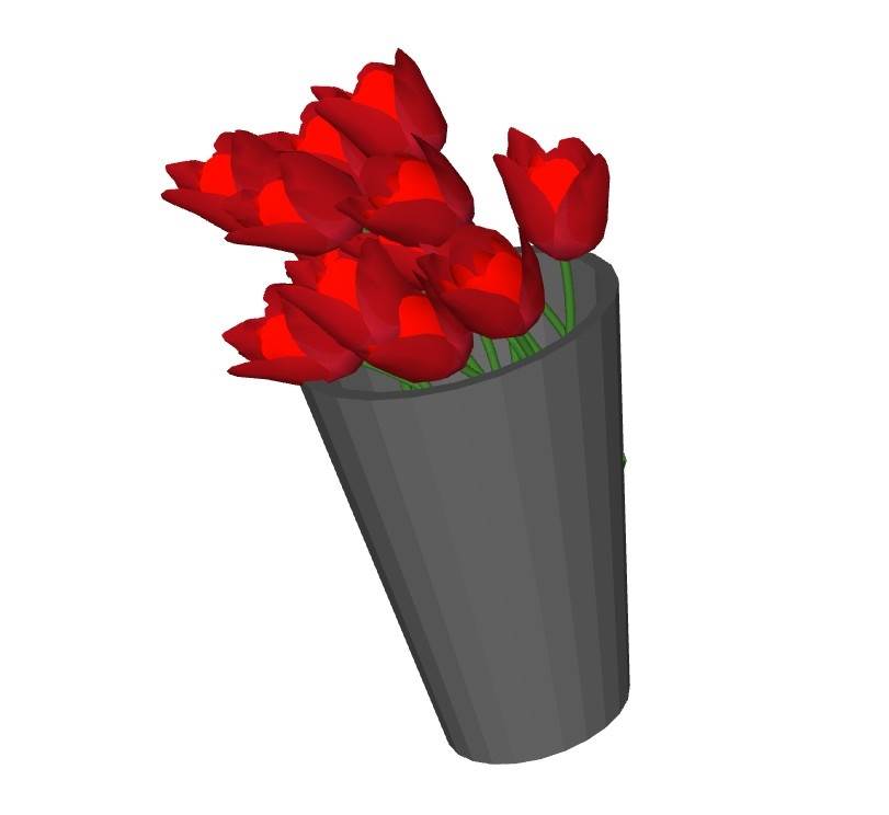 红色玫瑰花装饰SU模型 SU模型免费下载_sketchup模型