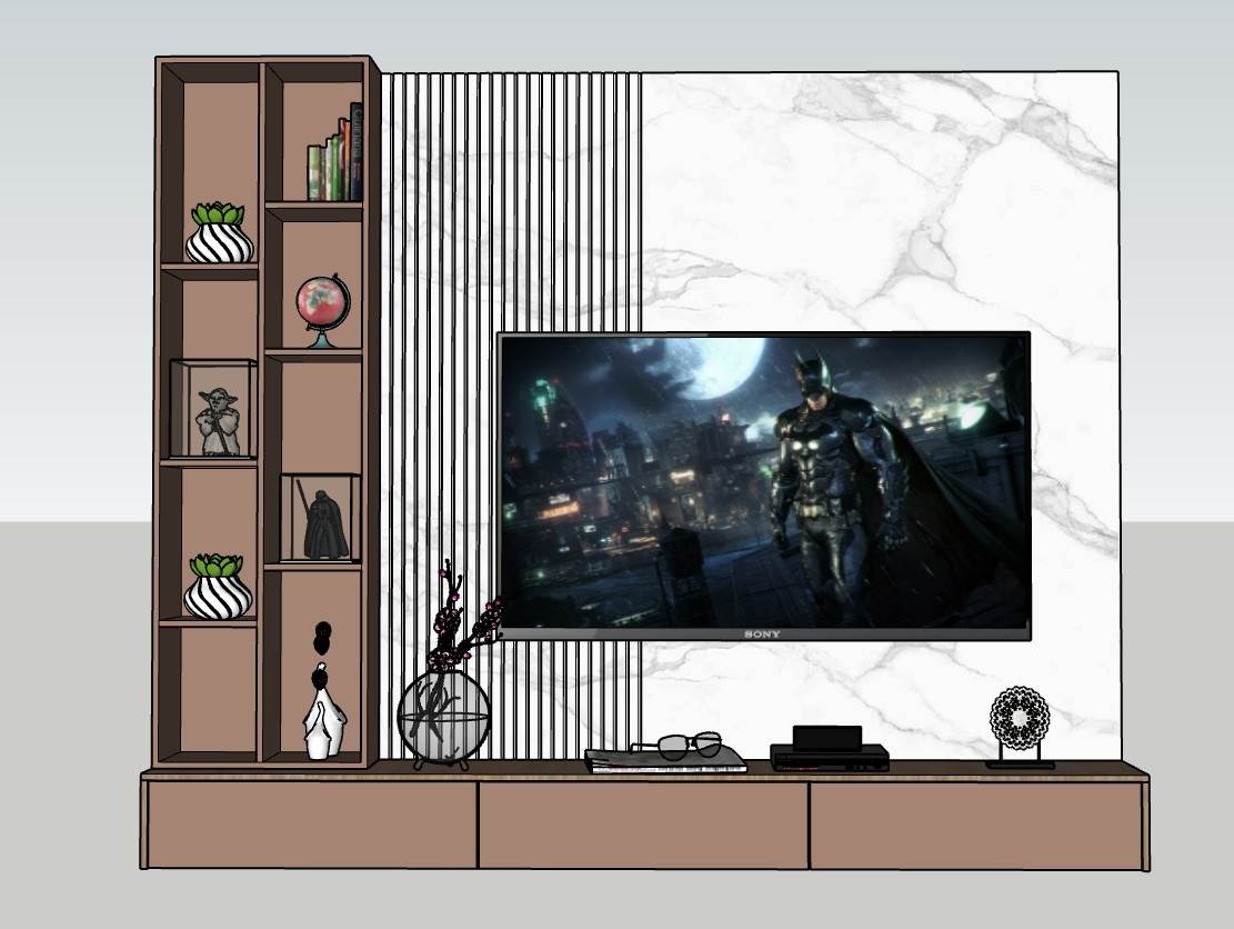 电视背景墙柜子SU模型 SU模型免费下载_sketchup模型