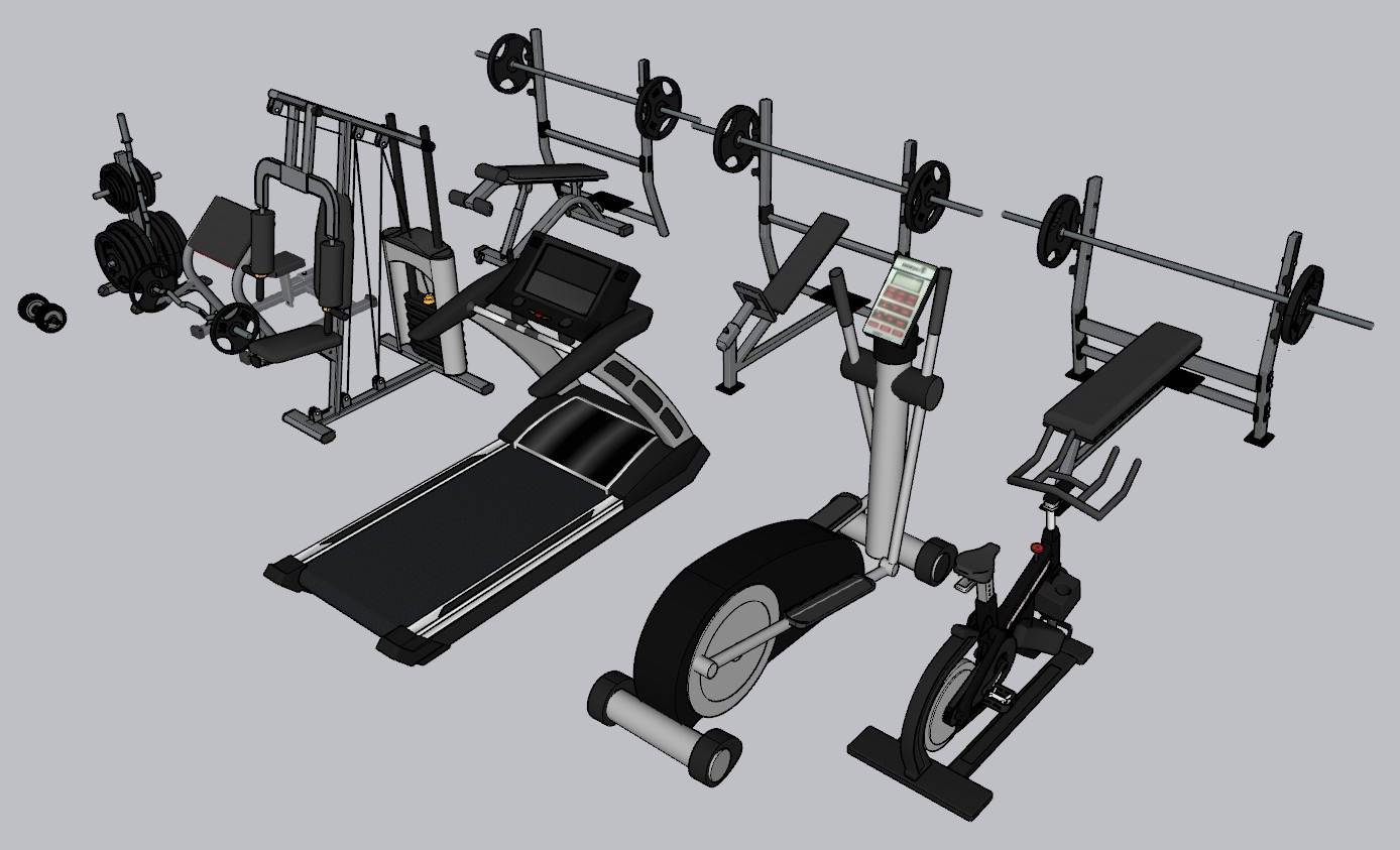 健身器材训练动感单车体育SU模型 SU模型免费下载_sketchup模型